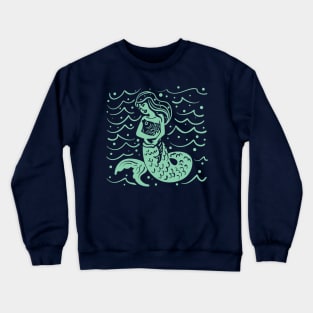 Mermaid Hugging Her Pet Fish Crewneck Sweatshirt